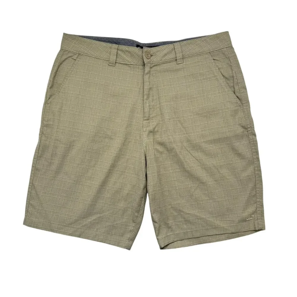 O’NEILL Tan Plaid Walking Chino Woven Shorts Size 36 Mens Preppy Dad